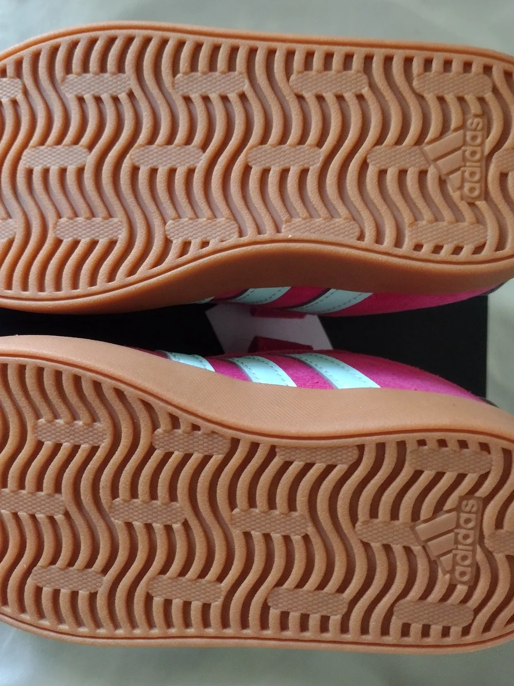 adidas Kids Pink Sneakers with Mint Stripes